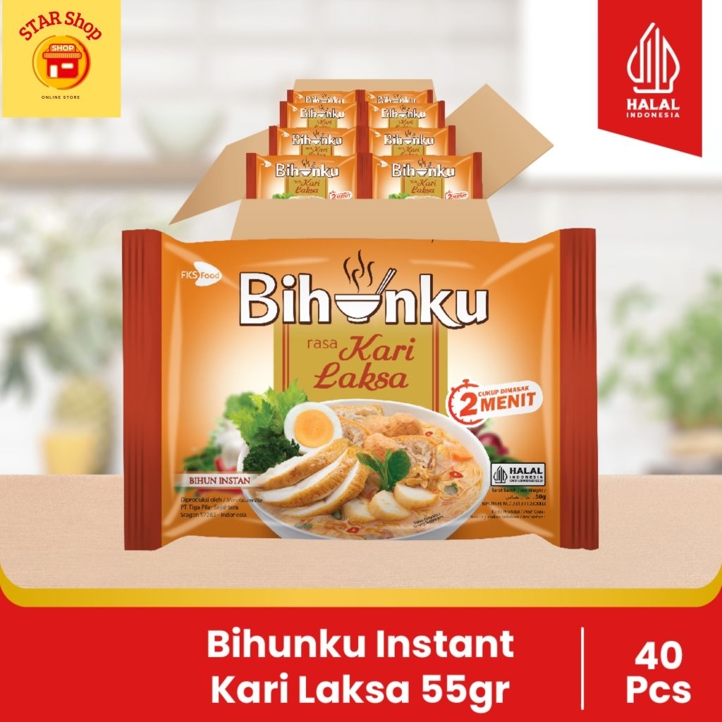 

Bihunku Instan - Kari Laksa - 1 Karton - 40 Pcs - 55gr