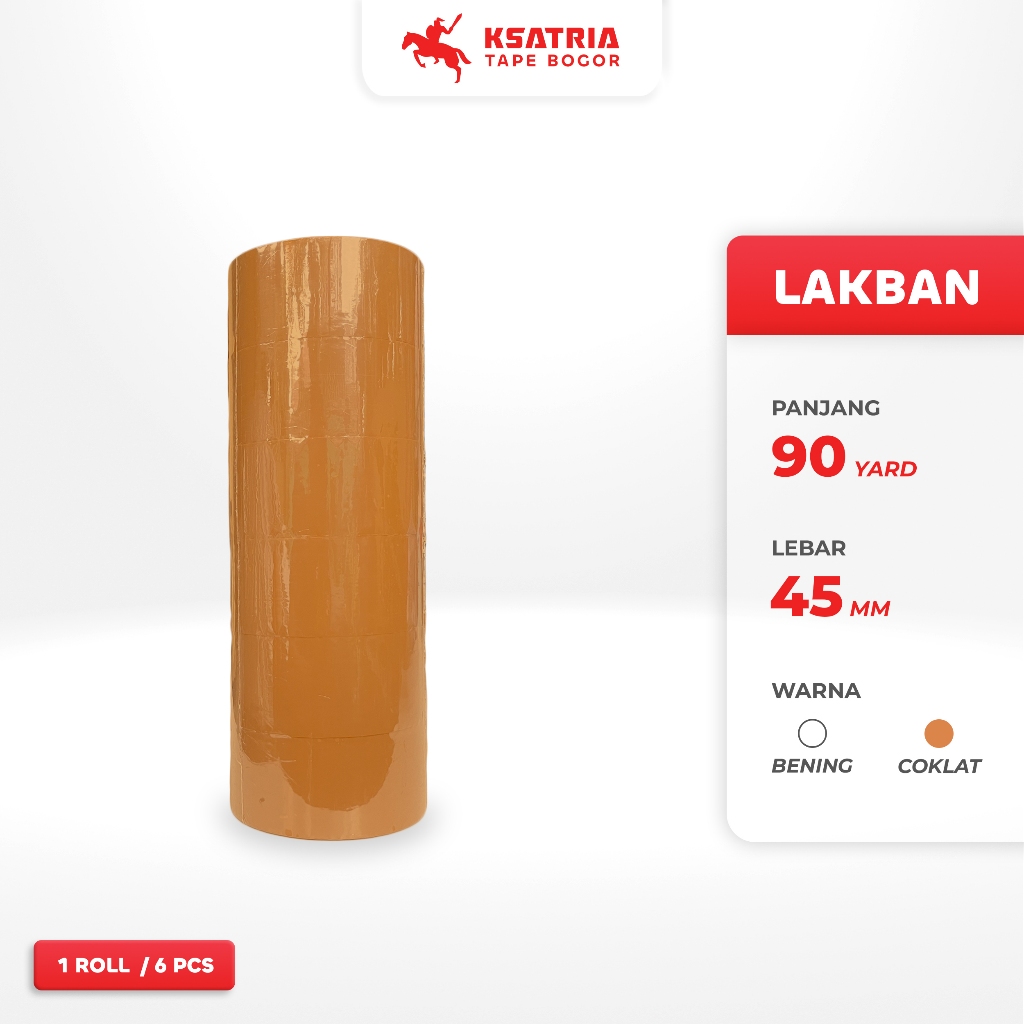 

Lakban OPP Coklat Roll 6 PCS Panjang 90 Yard Lebar 45MM Isolasi Slop Murah Berkualitas Ksatria Tape