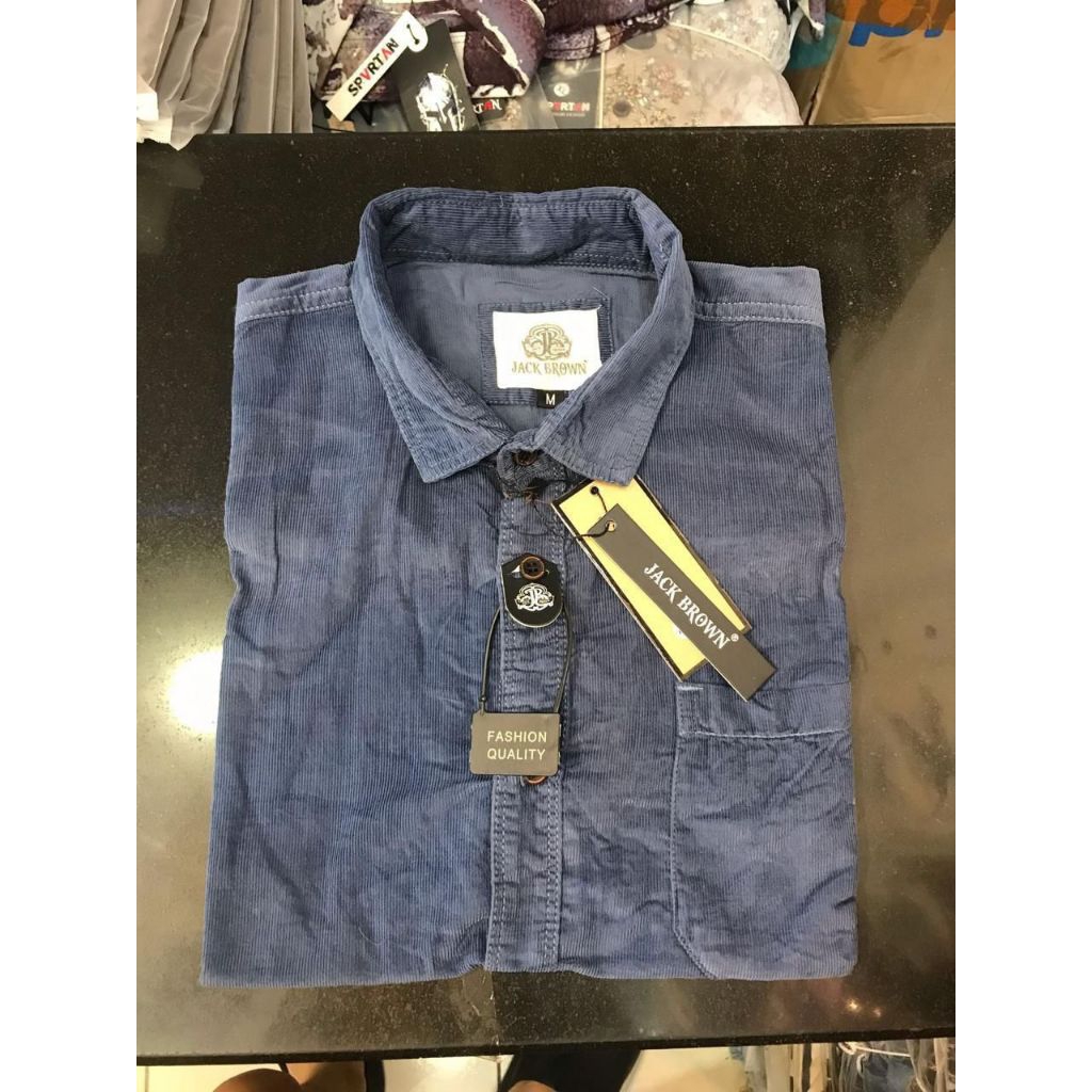 Kemeja Corduroy Pria Jack Brown Lengan Pendek – Casual Shirt