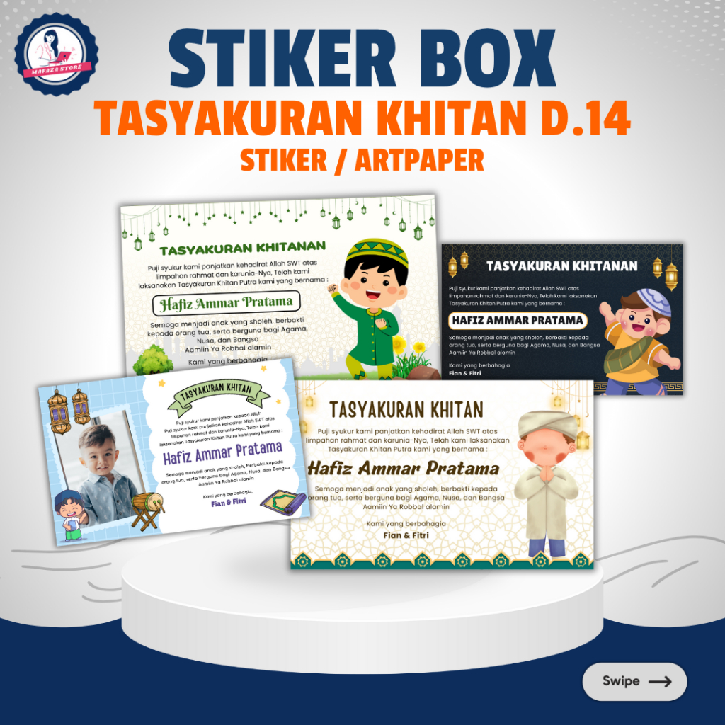 

Stiker Nasi Box Tasyakuran Khitan Label vinil Khitanan stiker nasi kotak custom foto tinggal tempel