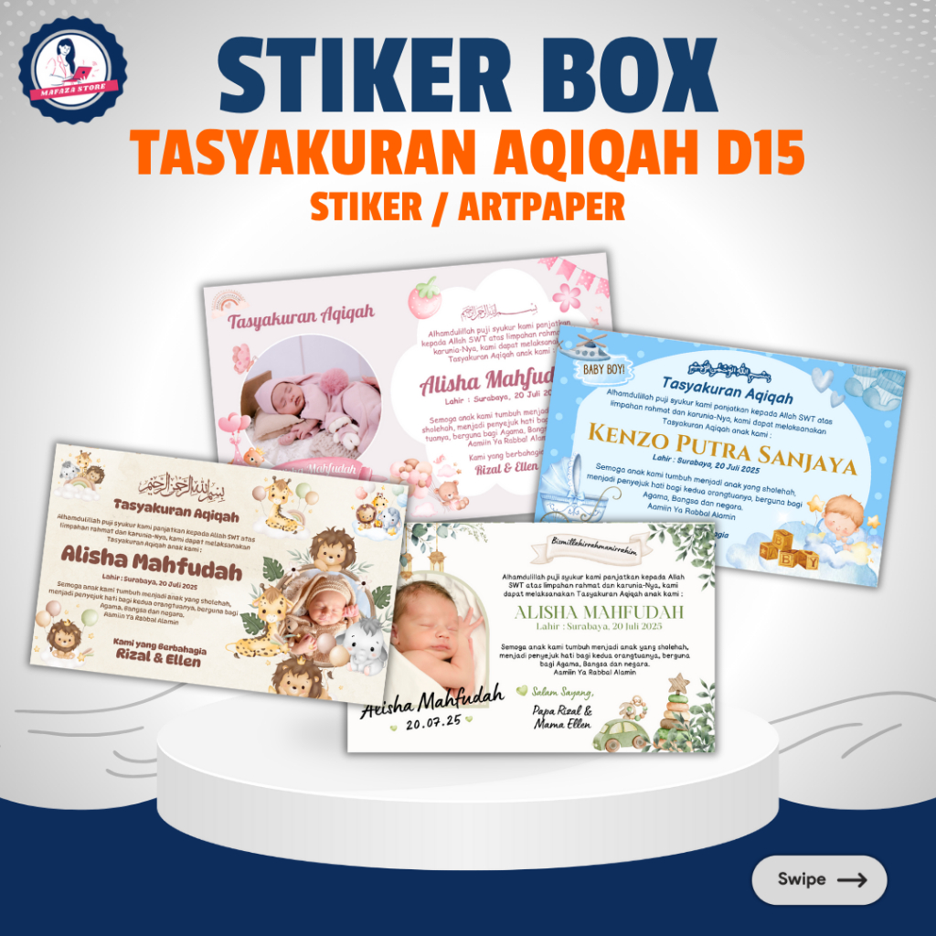 Kartu Ucapan Tasyakuran Aqiqah Akikah Khitan Khitanan Kartu Tasyakuran Aqiqah Stiker Nasi Kotak Box