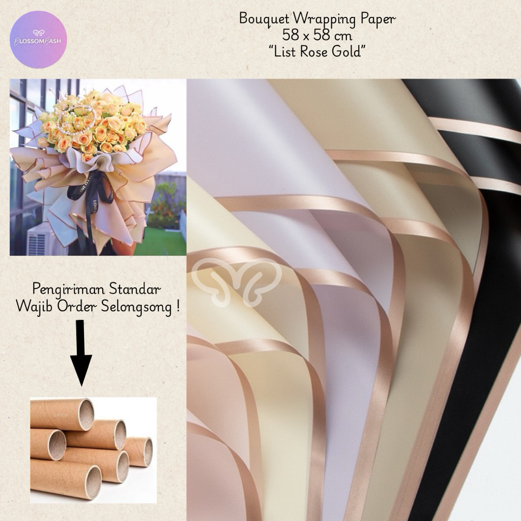 

[Per Lembar] Kertas Buket List Rosegold / Cellophane Bouquet Wrapping Paper