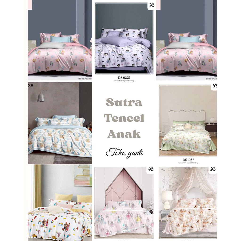Seprei Tencel Sutra 60s Motif Anak | FREE ANTIGESER