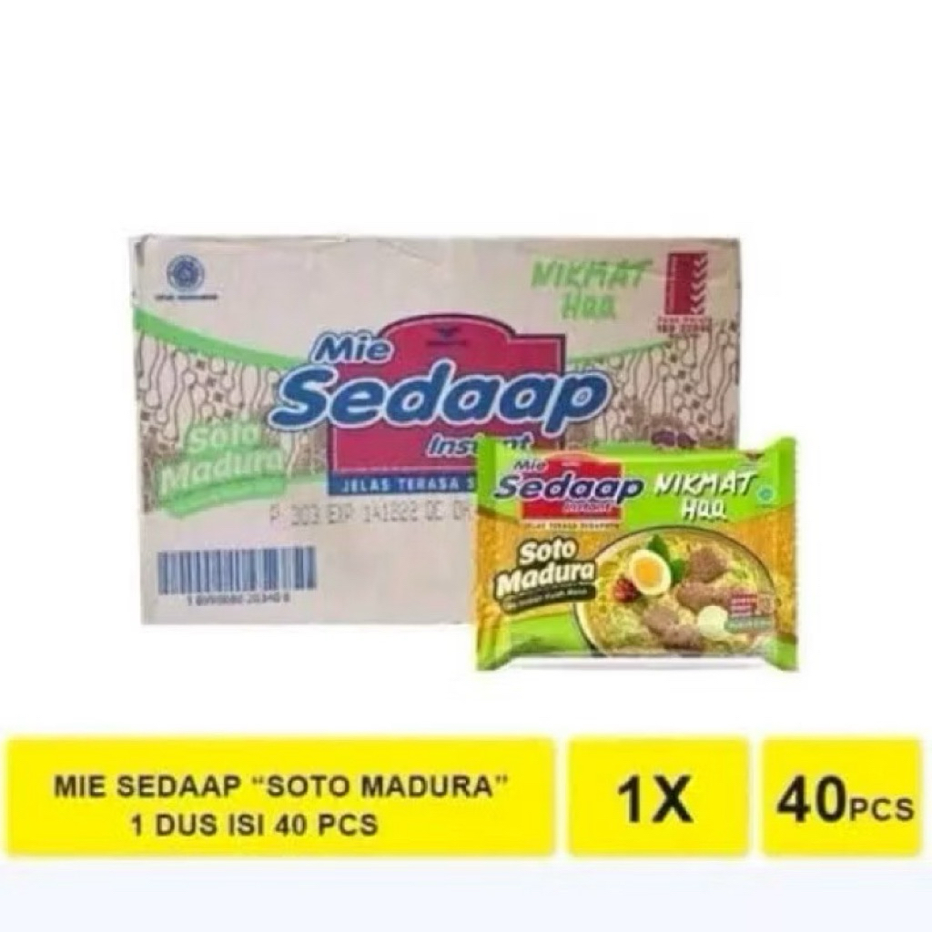 

1 Dus isi 40 bungkus MIE SEDAAP INSTAN SOTO MADURA 70 gr