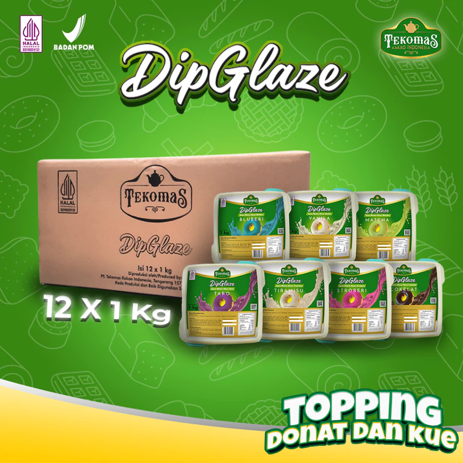 

TEKOMAS Dip Glaze Aneka Rasa/ Tekomas Dip Glaze Coklat 1 Kg | Topping Donut Lumer