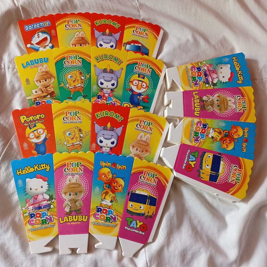 kertas popcorn ukuran 12×6 cm / kotak popcorn / kemasan popcorn / bungkus popcorn / kardus popcorn /