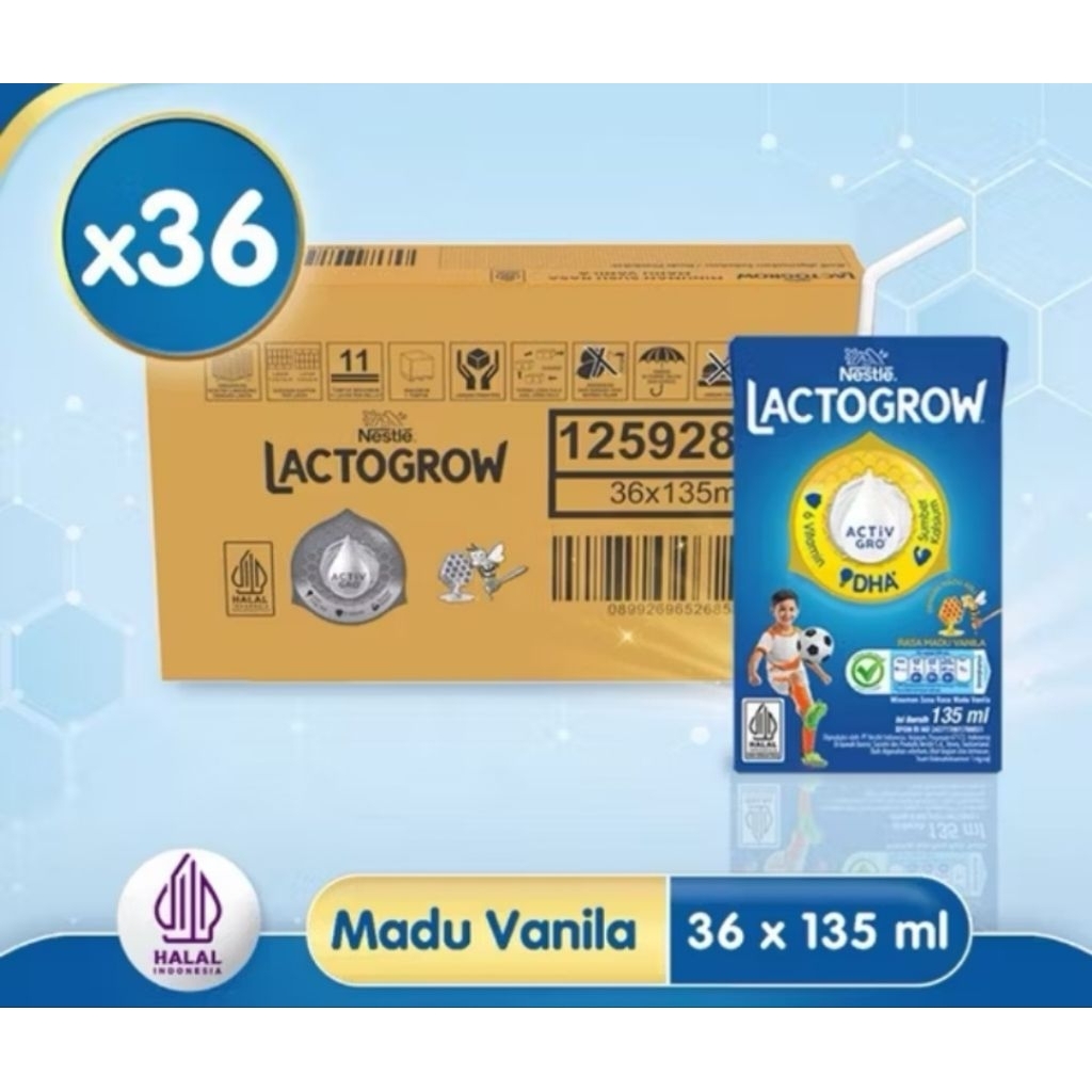 

Lactogrow Susu UHT Madu Vanila Kotak 36 x 135 ml - Kartonan Exp April 2026