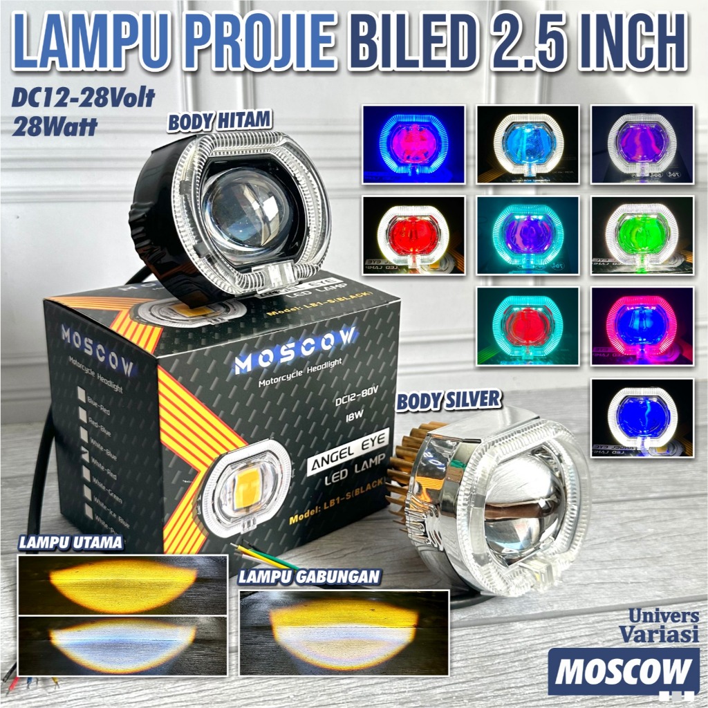 LAMPU TEMBAK BILED PROJIE LED DEVIL / LAMPU UTAMA LED 2 WARNA PUTIH KUNING HIGT LOW LAMPU TEMBAK DEP