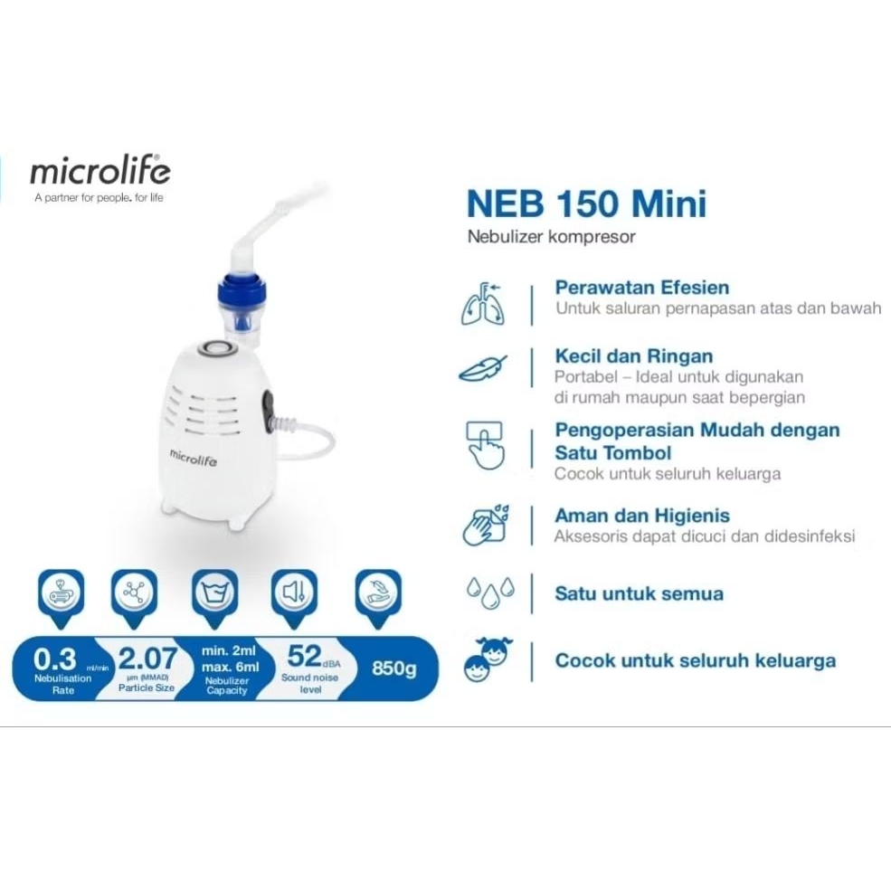 MICROLIFE Nebulizer Compressor NEB 150 MINI / Nebulizer Alat Terapi Pernafasan Microlife