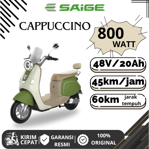 Sepeda Listrik SaiGe Cappuccino Sepedah Listrik Premium Baterai Lithium Garansi Resmi
