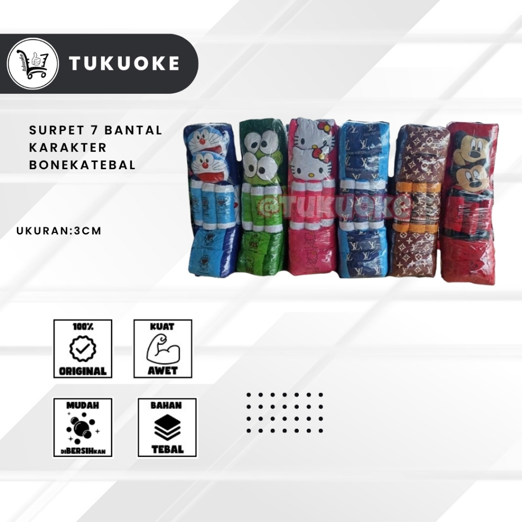 SURPET 7 BANTAL KARAKTER BONEKATEBAL 3 CM KASUR KARPET BANTAL BONEKA