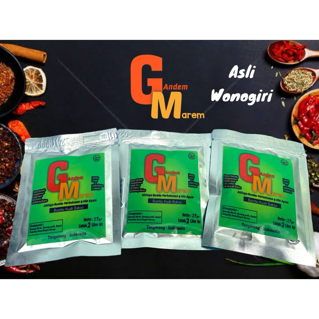 

Bumbu Kuah Bakso Gandem Marem Asli Wonogiri Bumbu Kuah kaldu Bumbu Kuah Mie Ayam wonogiri Asli pedagang Berat 17gr
