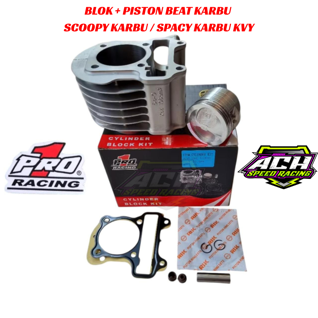 BLOK + PISTON BEAT KARBU / SCOOPY KARBU / SPACY KARBU KVY 54,5 MM PRO 1 RACING