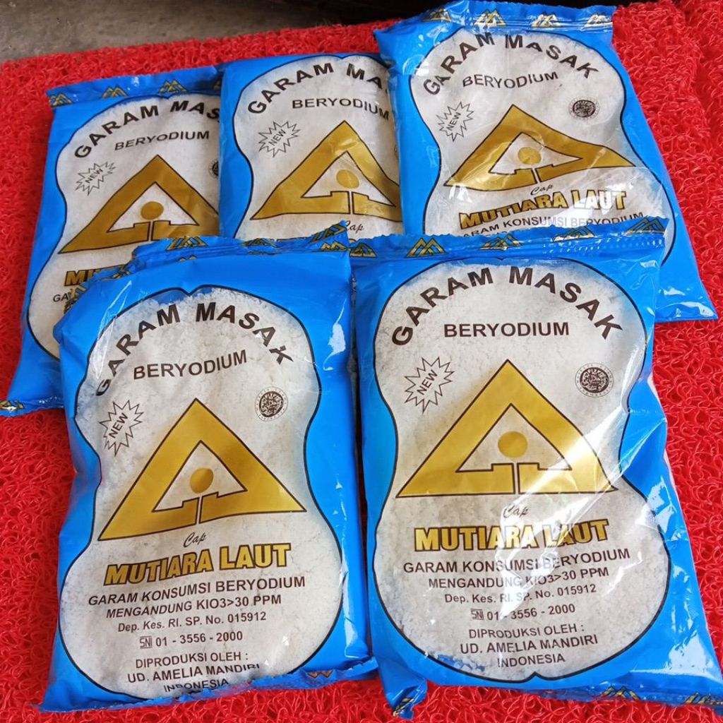 

5 Pcs Garam Masak Konsumsi Beryodium Cap Mutiara Laut Meja Keluarga untuk IQ Anak makanan Salt dapur