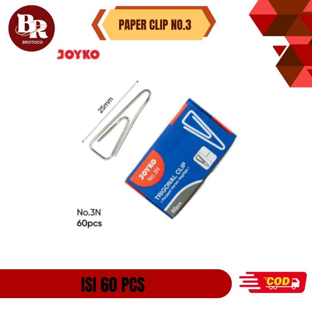 

[BROTOCO] Paper Clips Segitiga Joyko No. 3 - Harga per pack