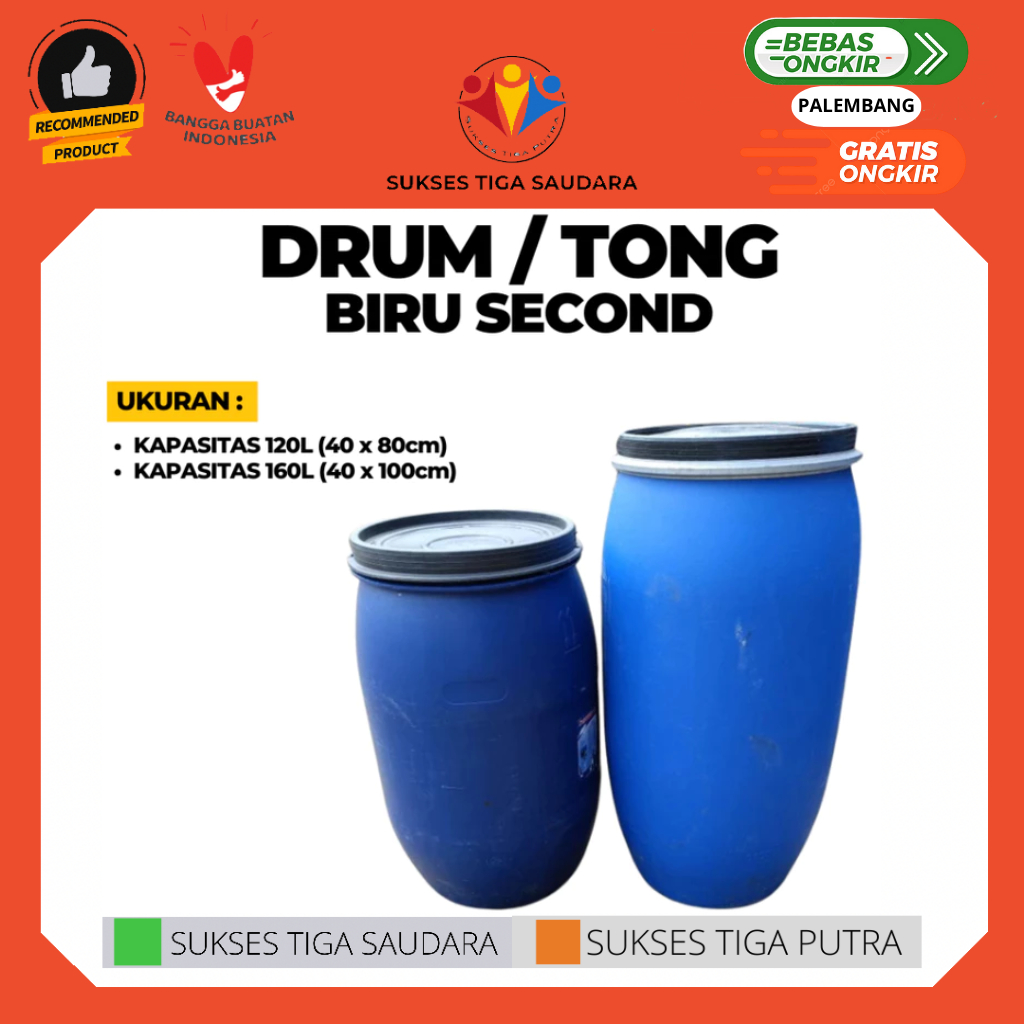 DRUM TONG BEKAS UKURAN 120 & 160 LITER TUTUP LINGKARAN / AIR KERAN BAK MANDI PALEMBANG BERKUALITAS
