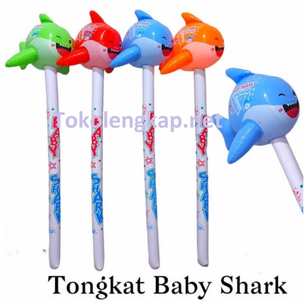 Mainan Balon Tiupan Tongkat Kepala Baby Shark Bahan PVC SNI / Balon Tiupan Mainan Anak