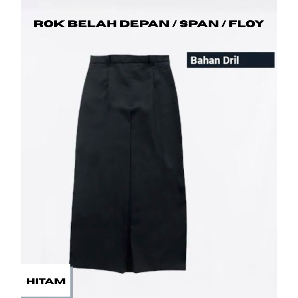 Rok span hitam (floy) formal/seragam / Kantor / Rok Hitam Panjang Wiru Tengah / Rok Ospek / Rok Hita