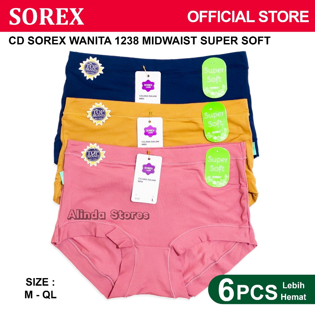 Wtc - 6 Pcs Sorex Celana Dalam Wanita Jumbo Lusinan 1238 Super Soft Original Privasi Aman