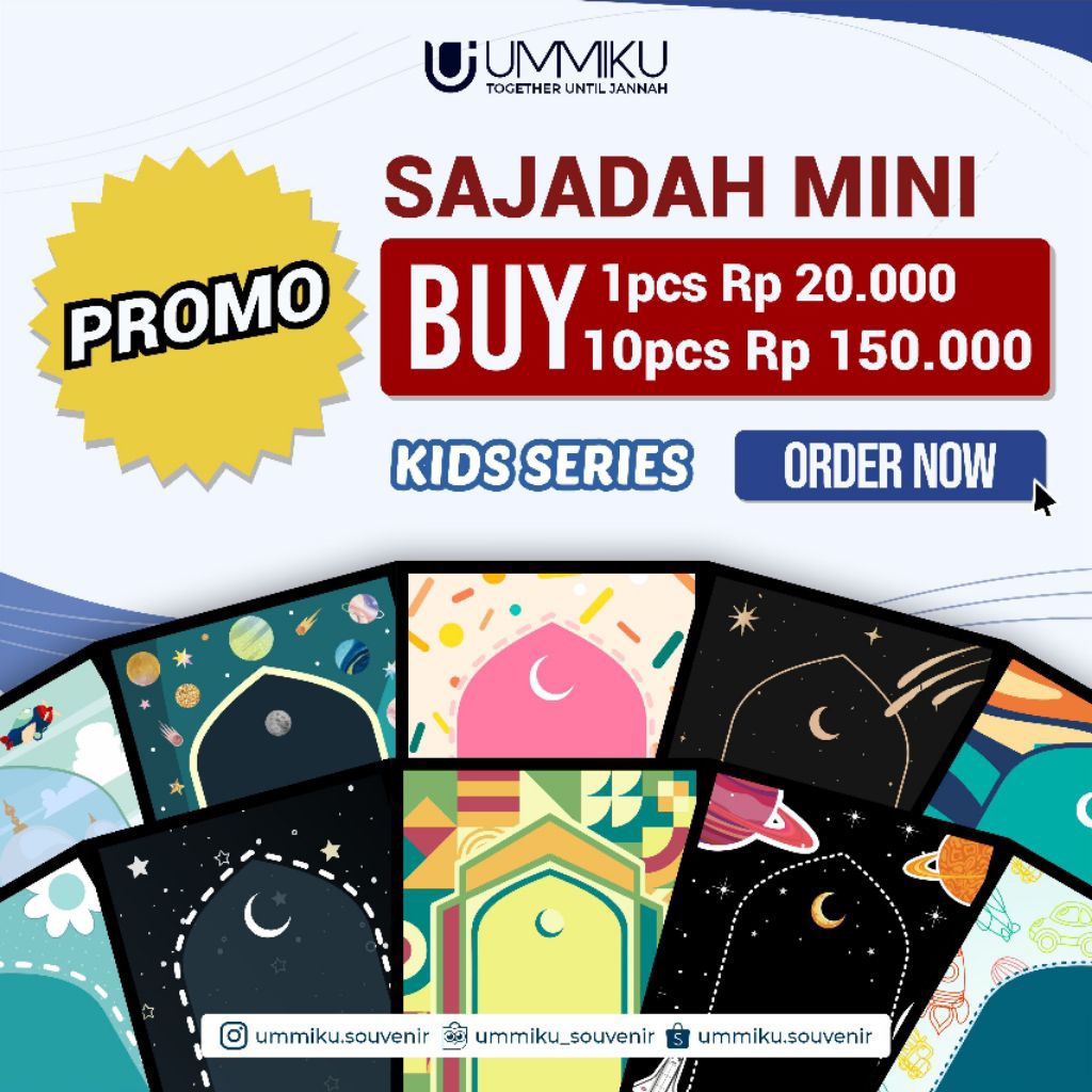 UMMIKU - Sajadah Mini Print | Seri Anak Anak (NO CUSTOM NAMA )