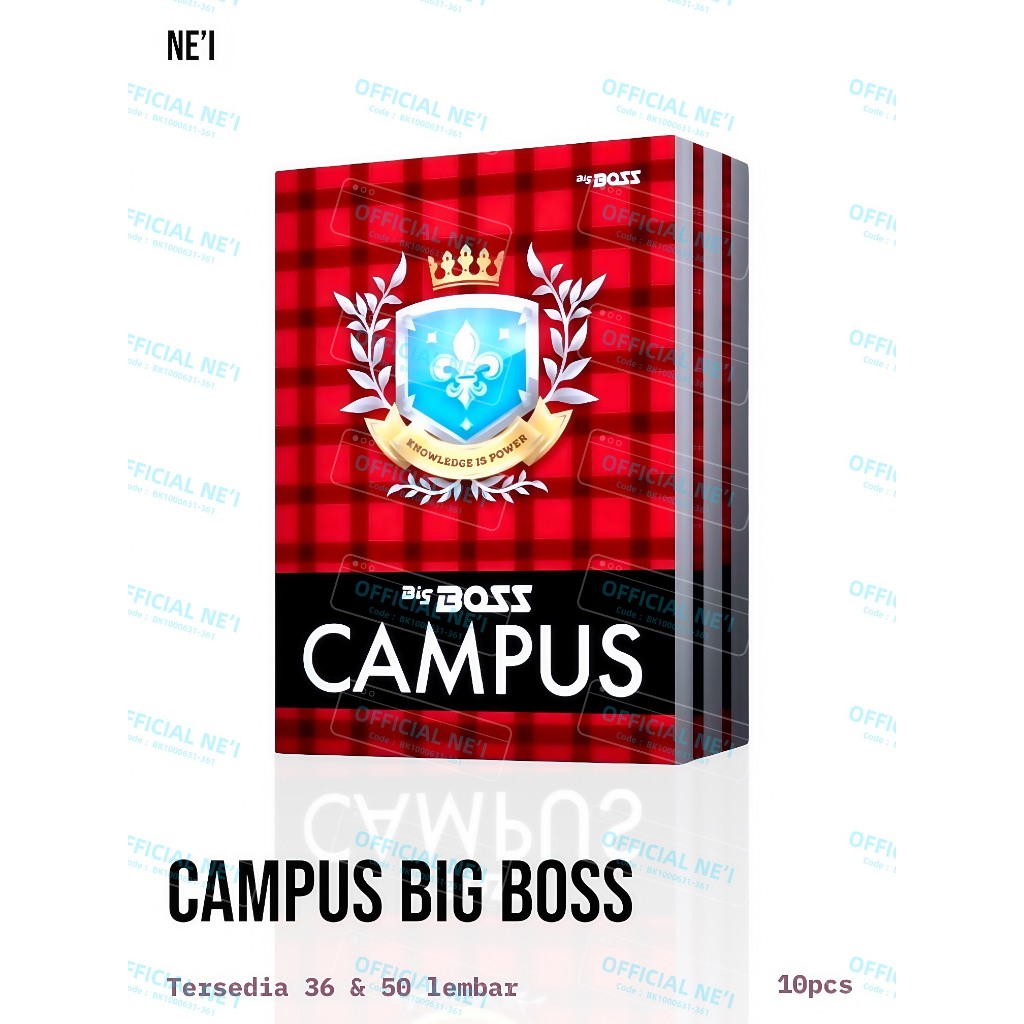 

Buku Tulis BigBoss Campus isi 38Lbr dan 50Lbr @10 Pcs / Buku Tulis Big Boss