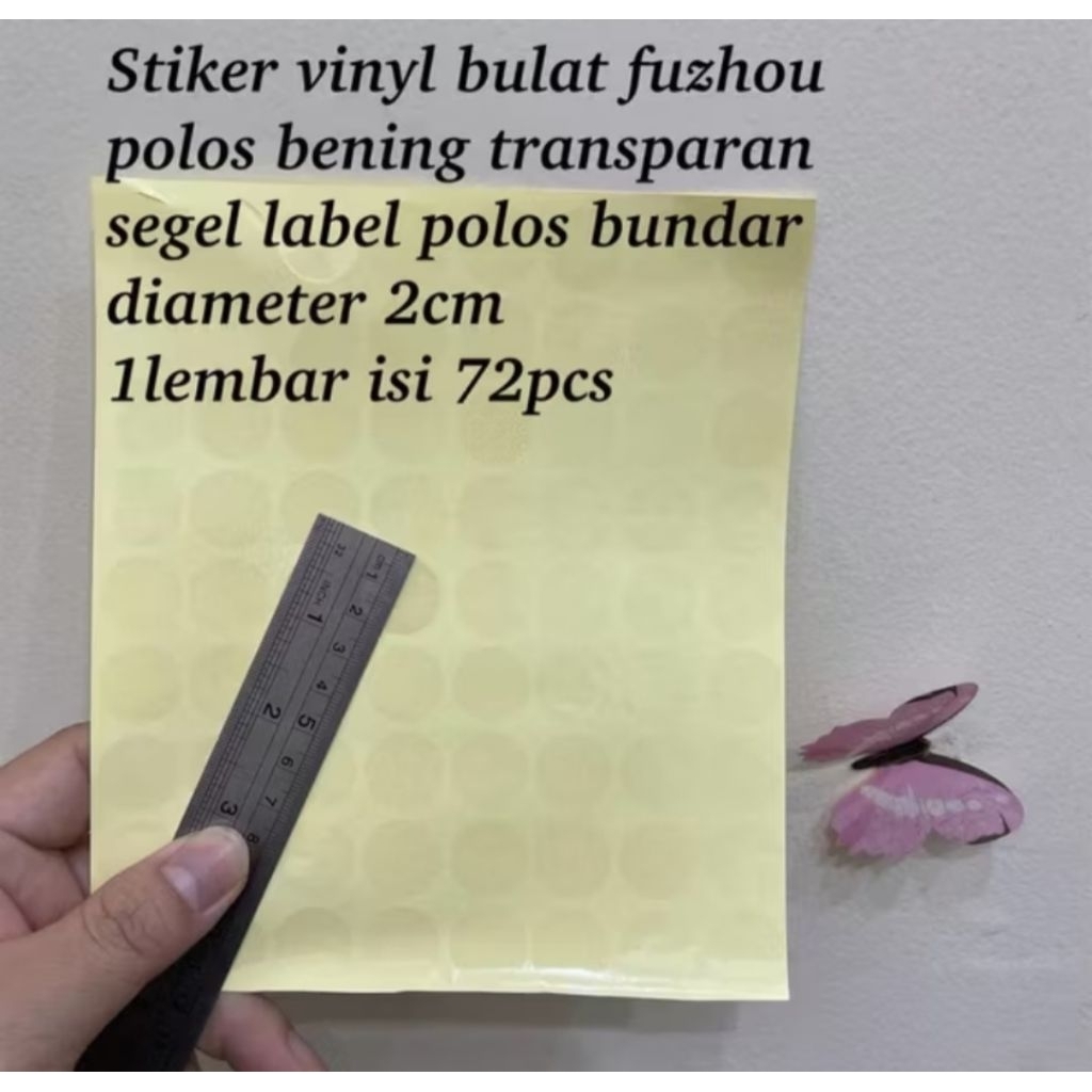 

Vibox Stiker Bening 1 Lembar isi 72tiitk Label Sticker Transparant segel seal Bulat Round Circle Product Produk Transparan Stiker Vinyl Diameter 2Cm