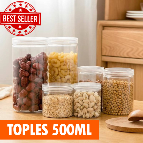 [10 PCS] Toples Plastik PET Jar 500 ml / Toples Jar 500ml