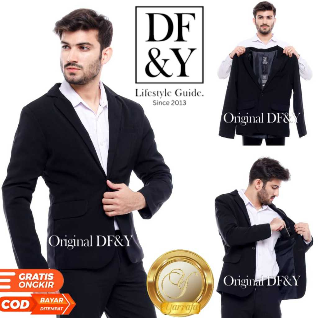Yarrafa Jas Blazer Pria Casual Polos Original DF&Y / Jas Blazer Kerja Kantor Formal / Jas Style Kore