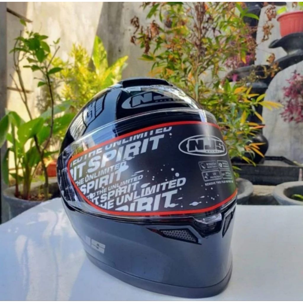 Helm Full Face NJS Helmet ZX1 Black Solid Original