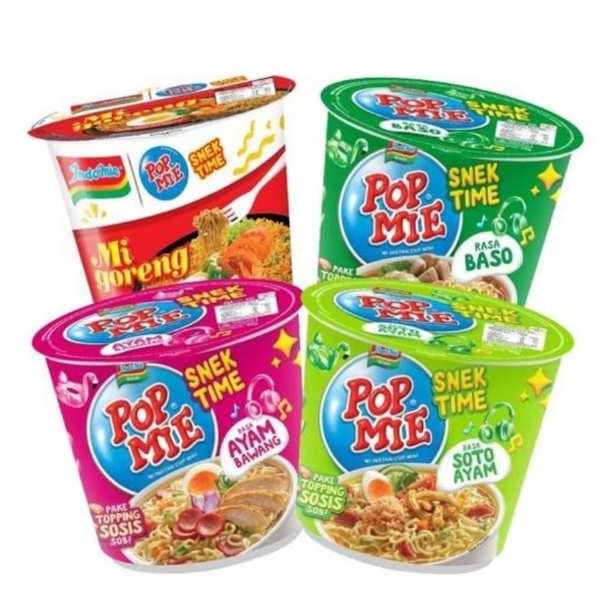 

Paket Mix 4 Pcs - Pop Mie Mini Snek Time Ayam Bawang Goreng Soto Baso