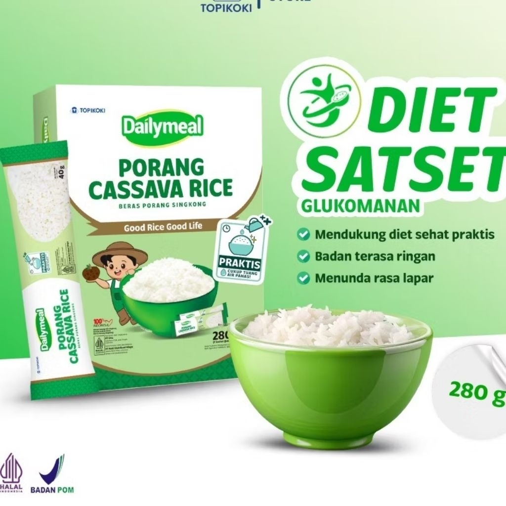 

Dailymeal Daily meal Beras Porang Cassava Rice 280 g – Nasi Rendah Kalori
