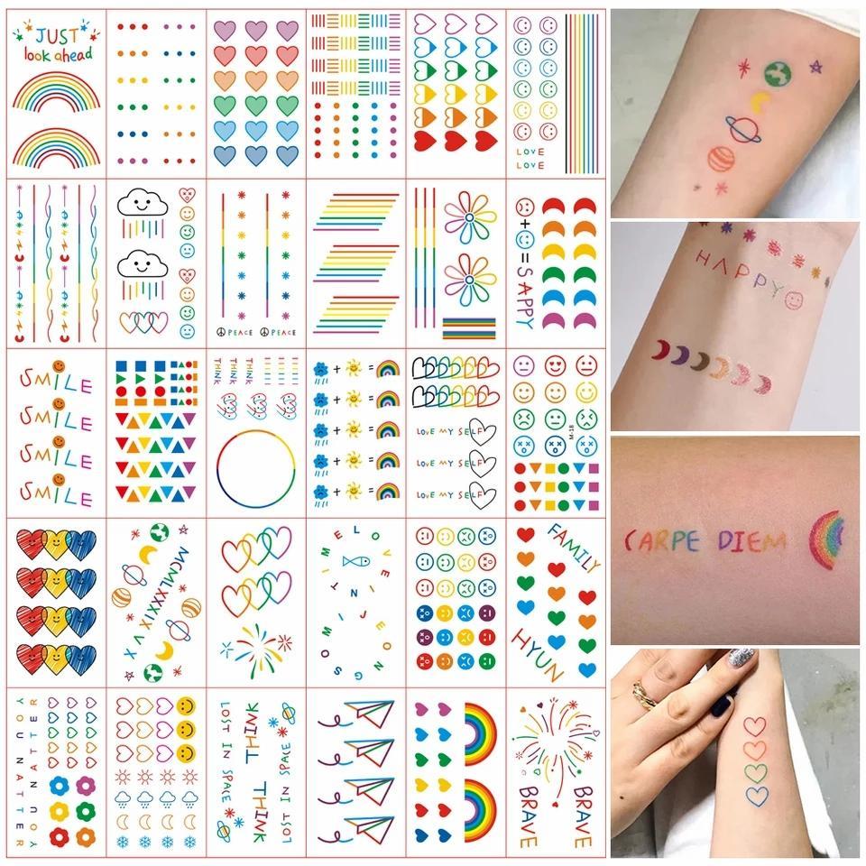 Anneui Sticker Tato Temporer Hyuna Temporary Tattoo Cute Kawaii Color Tattoo Kpop Korea Blackpink Tw