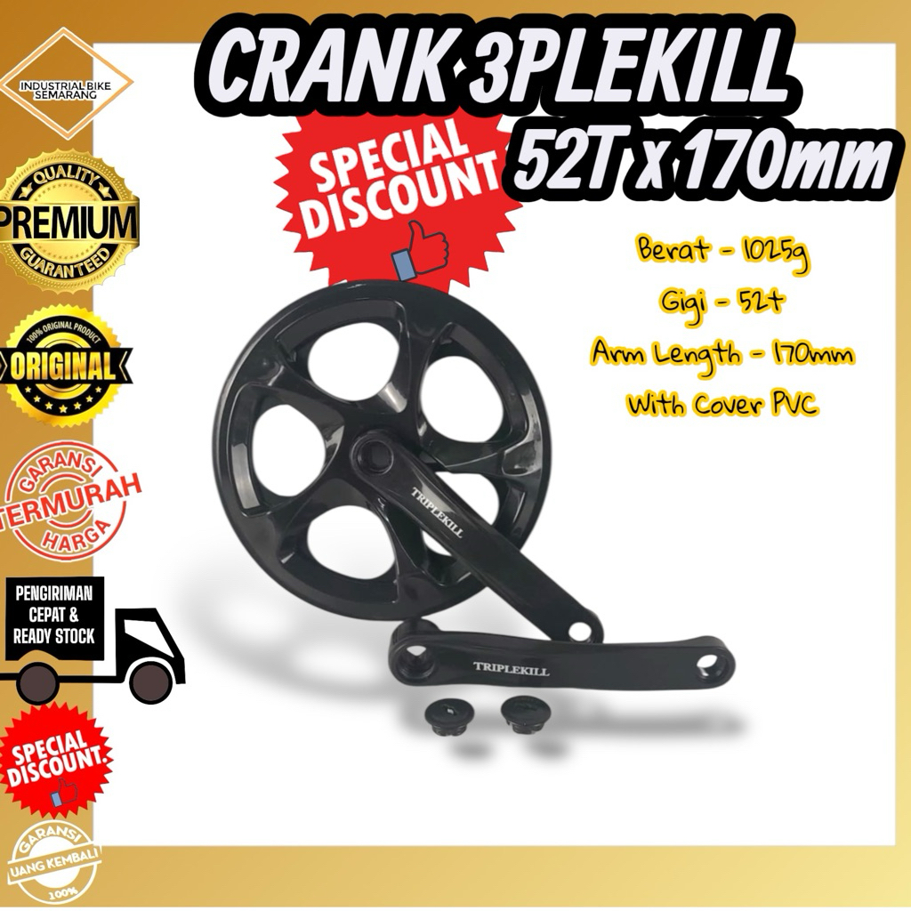 ( CRANK 52T TK-2065 ) Crank Sepeda 52 T Single Cocok Sepeda Lipat Seli Rotel Mtb Commuter Fixie dll