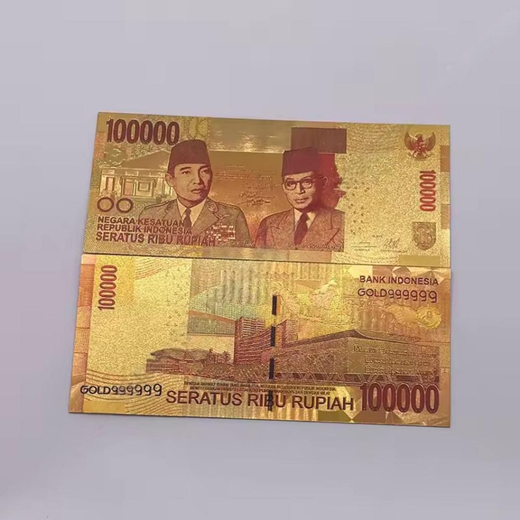 Souvenir Uang 100 Ribu Gold Foil Indonesia | Replika Edisi Koleksi Bung Karno