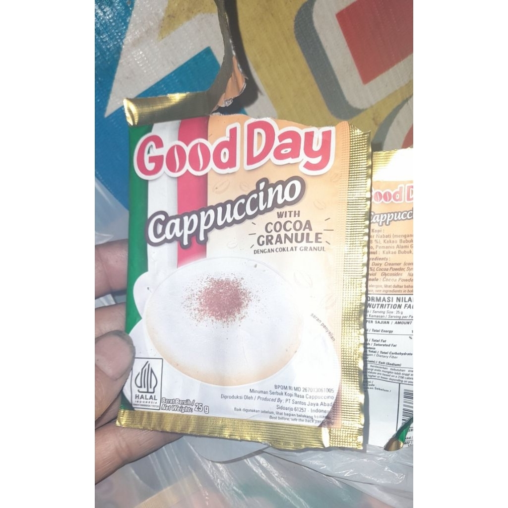 

Bungkus kopi Capucino gooday bersih untuk edukasi ketetampilan dll