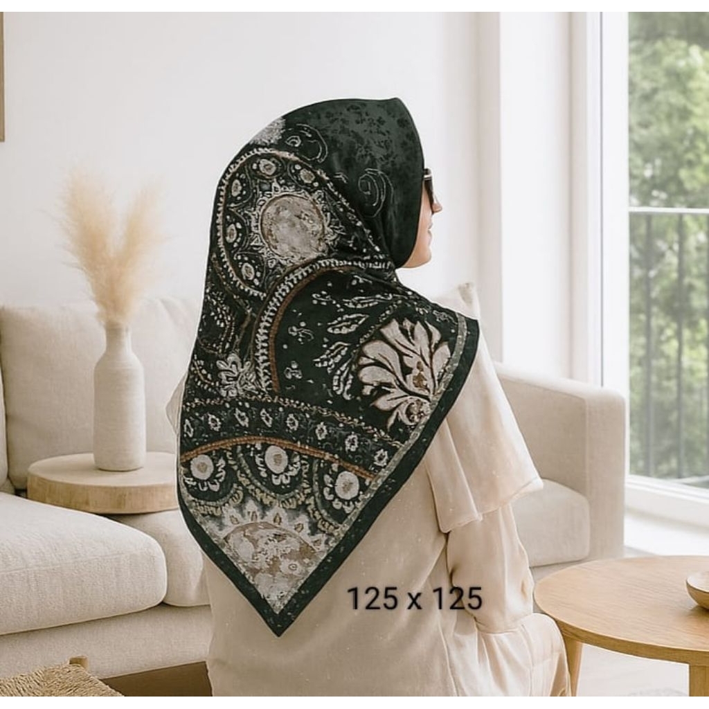 LANIYAA ABU HITAM - JILBAB SEGI EMPAT SYARI MOTIF VOAL SEGI EMPAT