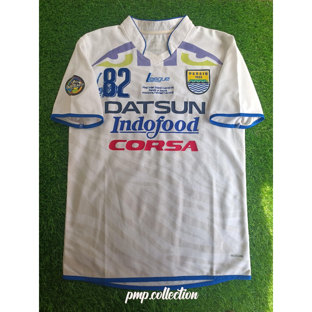 JERSEY PERSIB AWAY FINAL INTER ISLAND CUP 2014 ORIGINAL MATCH WORN (TANTAN 82 + SIGN)