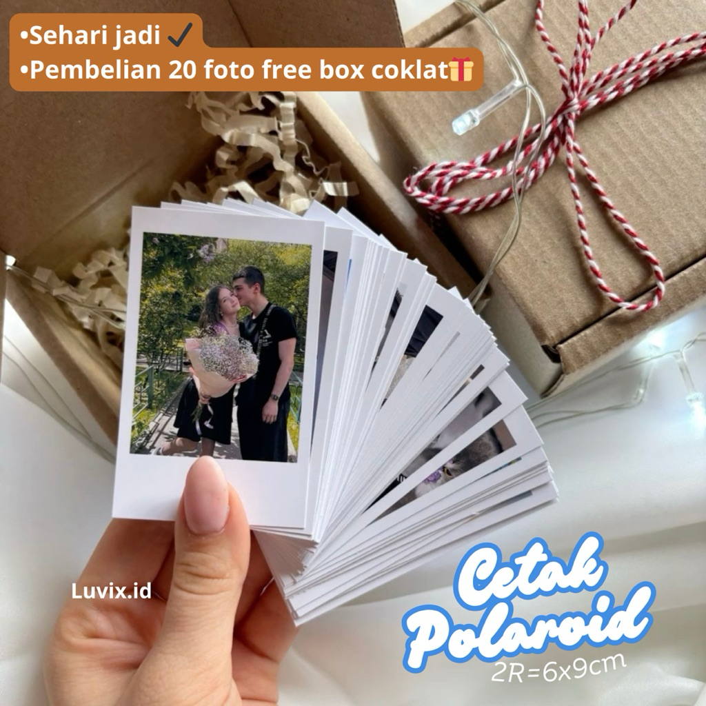 Sehari jadi - Cetak foto polaroid 2R | Beli 20pcs free box | Cetak polaroid | Cetak foto
