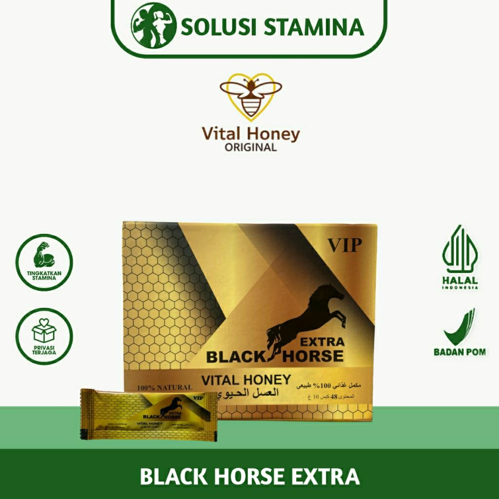 

Madu Black Horse Extra Vital Honey VIP - 1 Box Isi 48 Sachet