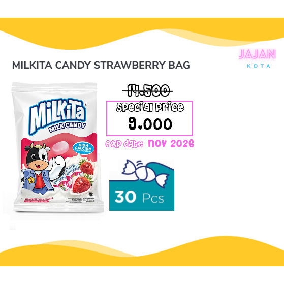 

Milkita Strawberry Candy BAG isi 30 pcs