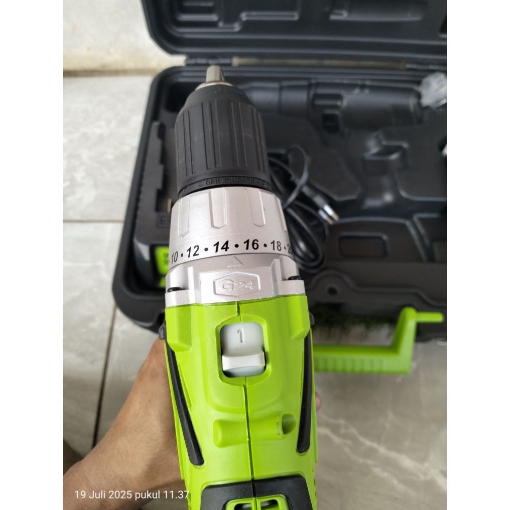 mesin gerinda baterai dongcheng second dan bor cordless greenwork baru