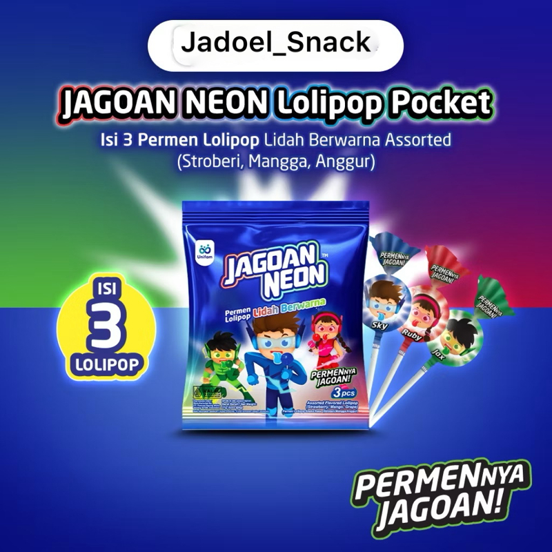 

Permen Jagoan Neon Pocket – Permen Jadul Lolipop Tongue Painter Rasa Buah – Permen Jadul Legendaris I Jadoel_Snack