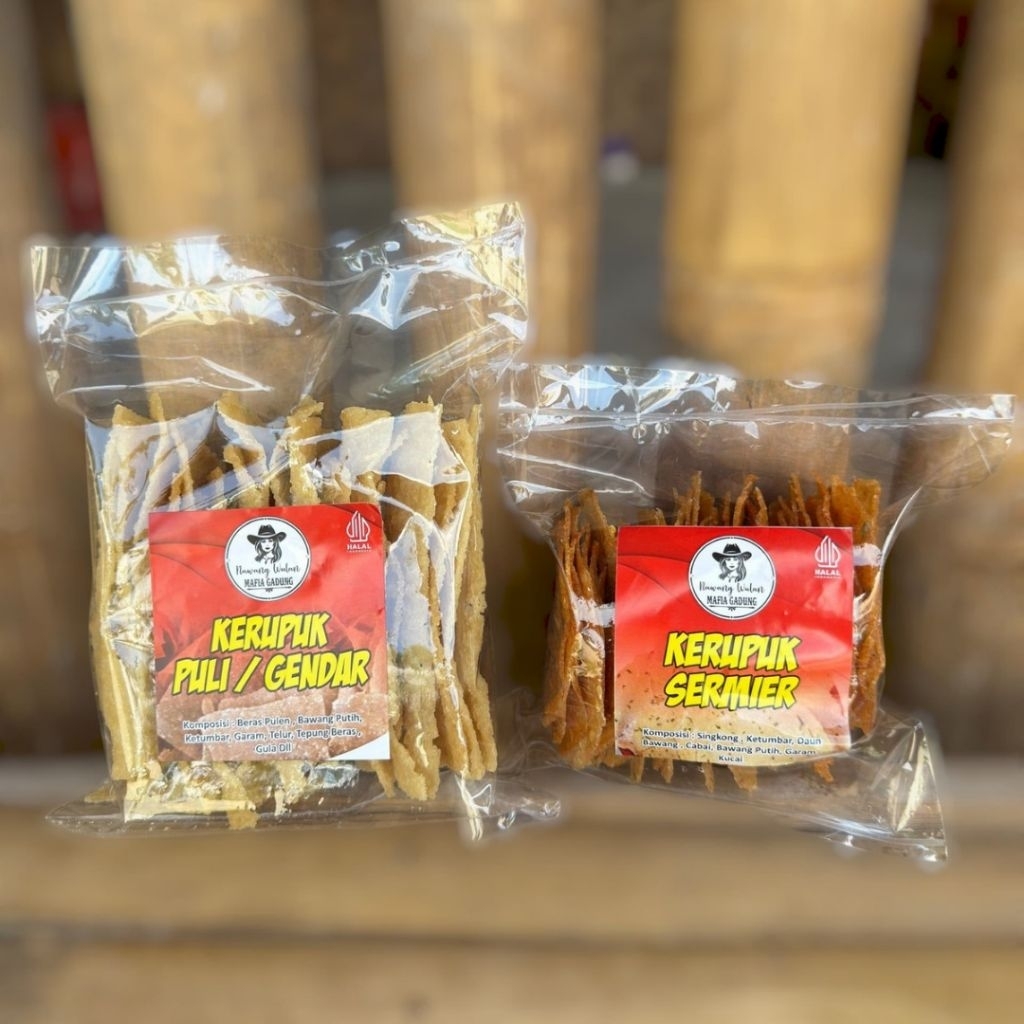 

2 PACK KERUPUK SERMIER PEDAS + KERUPUK PULI BUNDLING HEMAT