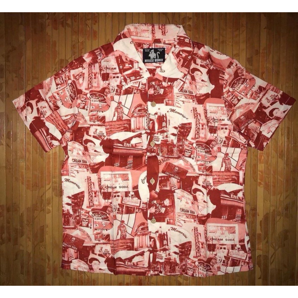 JAPANESE BRAND VINTAGE CREAM SODA MIRACLE WOMEN RAYON SHORT SLEEVE SHIRT junya watanabe comme des ga