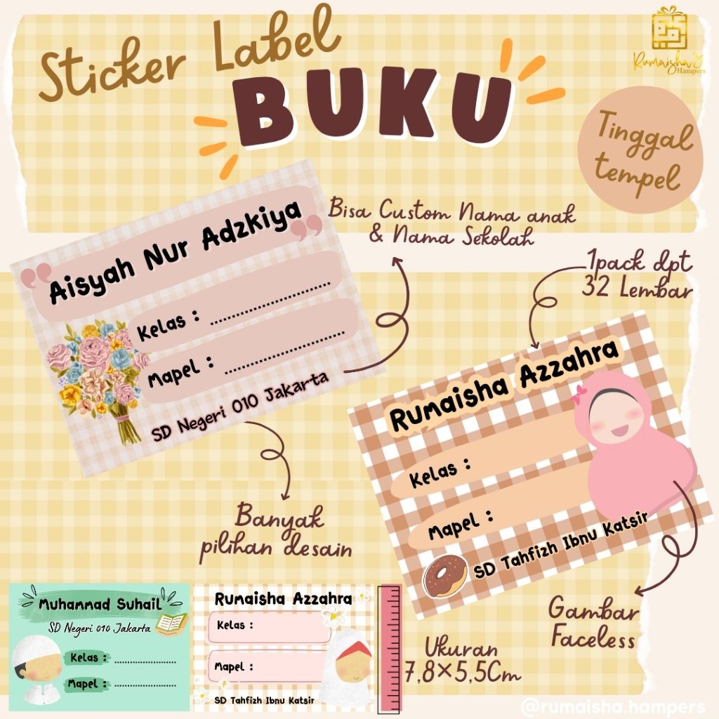 

Sticker Label Nama Buku pelajaran Anak | isi 32 Lembar stiker label Buku