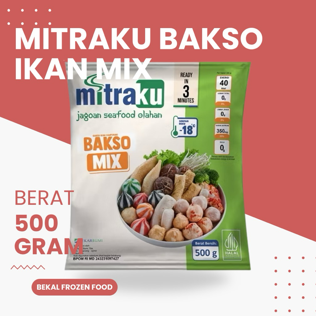

Mitraku Bakso Ikan Campuran Mix 500gr