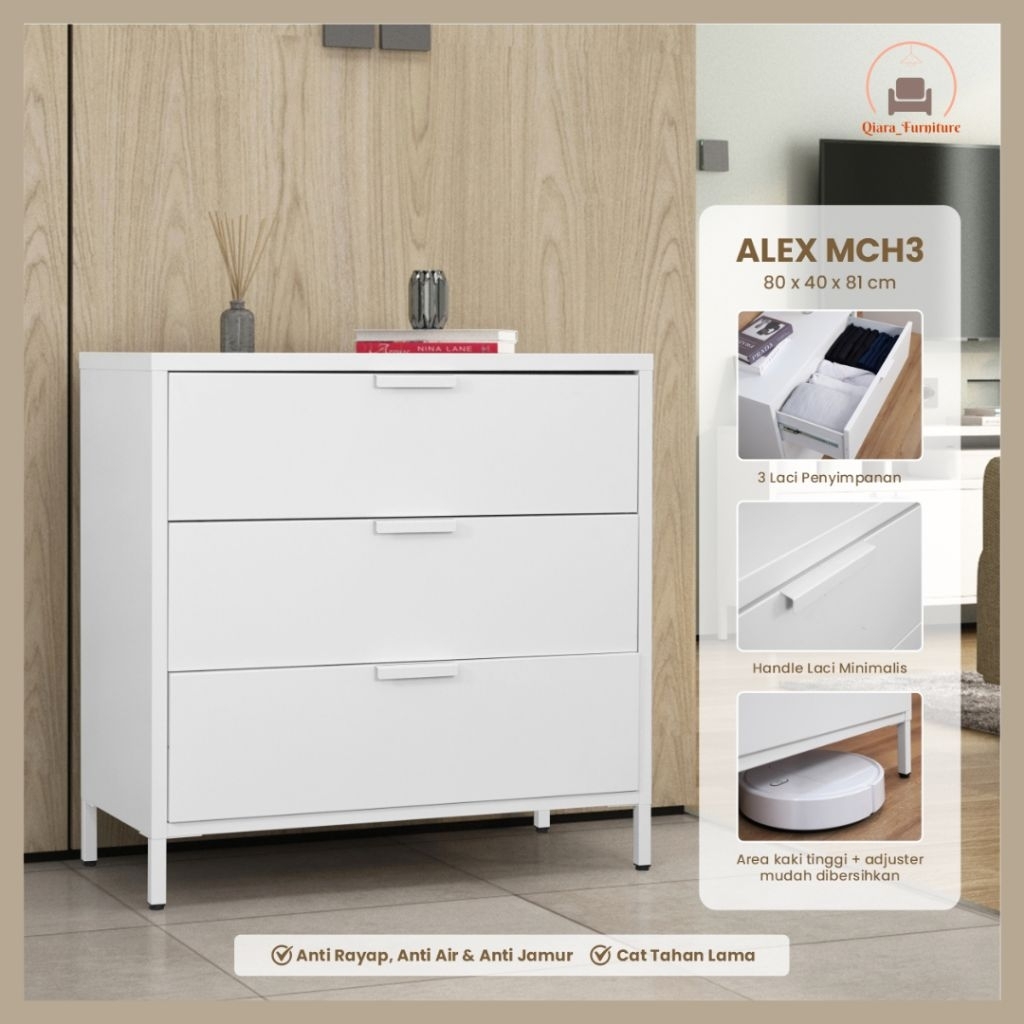 Lemari Laci Besi 3 Susun - Alex MCH 3 - Pira