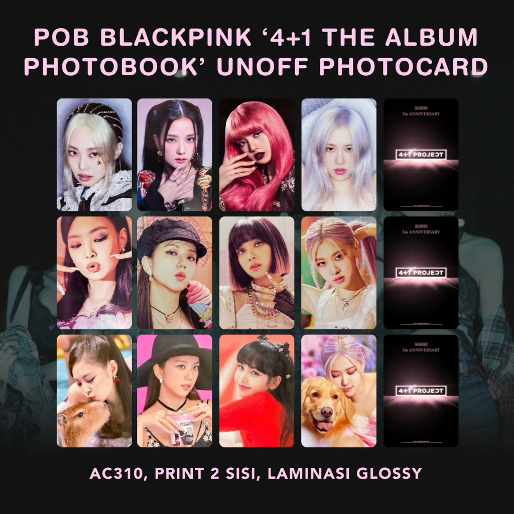 POB BLACKPINK ‘4+1 THE ALBUM PHOTOBOOK’ UNOFFICIAL PHOTOCARD Jennie Jisoo Lisa Rose