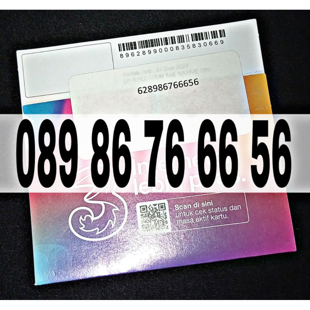 Nomor cantik kartu Perdana Tri 11 angka Super Rapi Angka Urut 86 76 66 56 Nomor cantik kartu Tri 11 