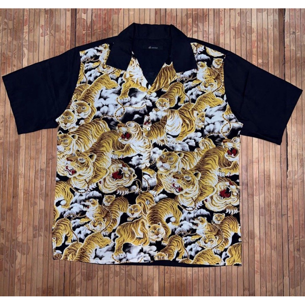 JOHNBULL ONE THOUSAND TIGER VINTAGE HAWAIIAN RAYON SHORT SLEEVE OPEN COLLAR SHIRT levis 501xx momota